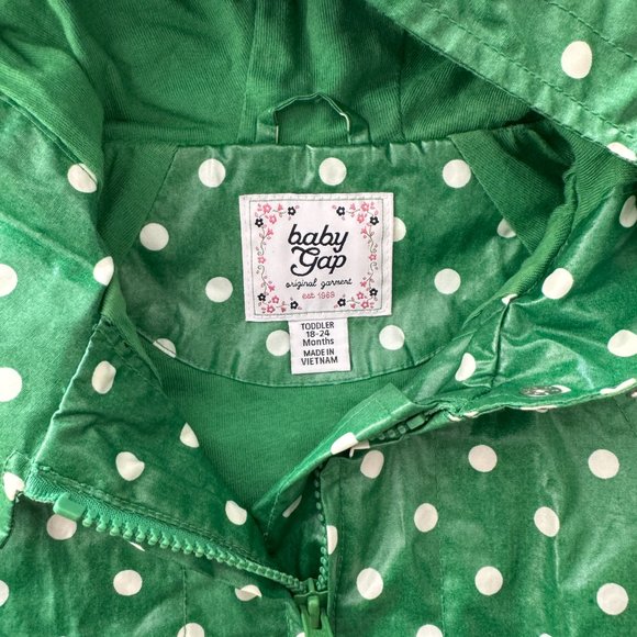 Baby Gap Green Polka Dot Raincoat EUC Sz 18-24 mos - Picture 8 of 8